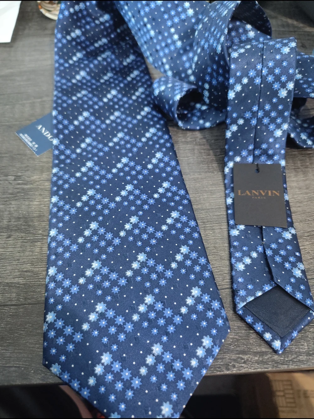 Lanvin Blue Starburst Silk Tie